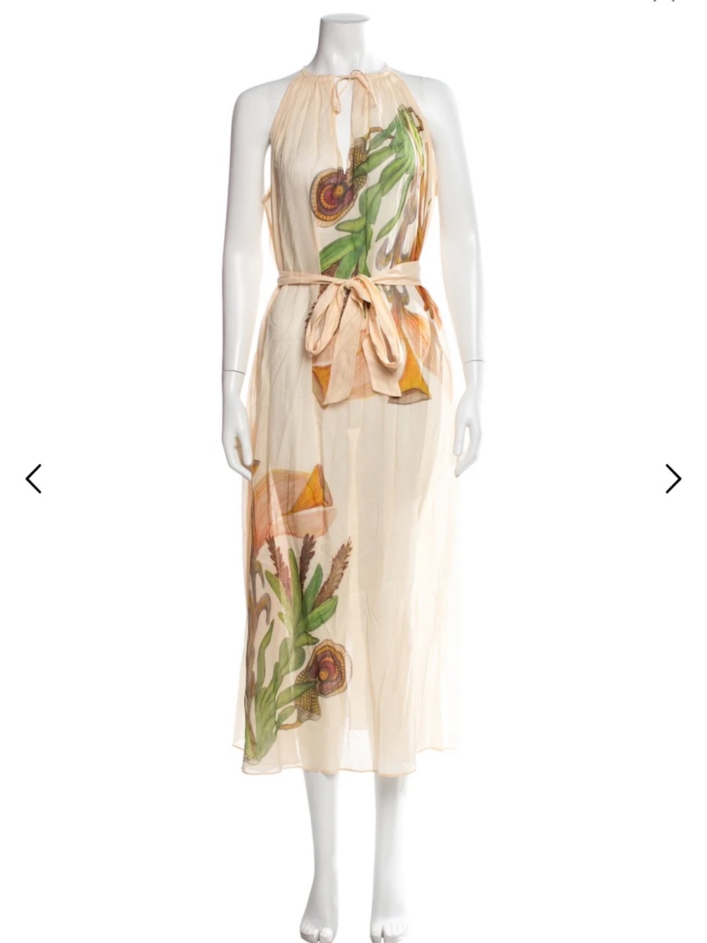 Ulla Johnson Cream Halter Maxi Dress with Floral Print
